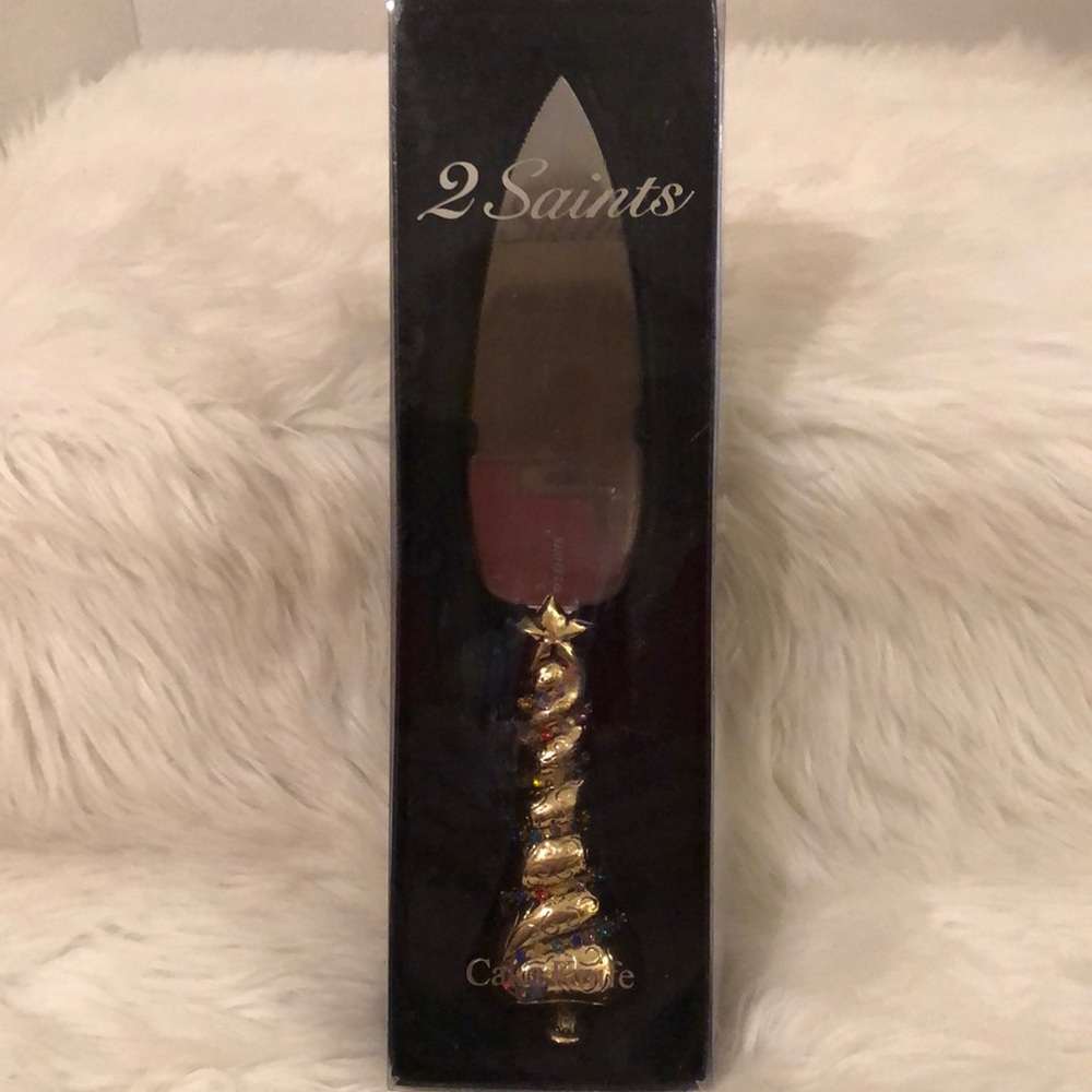 2 Saints Christmas Tree Cake Knife and Server All in One Piece